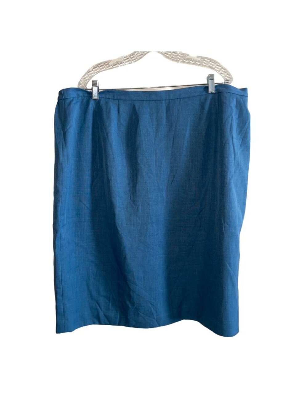 Womens Blue Pencil Skirt Size 24W Worthington Elastic Back Waist Zipper